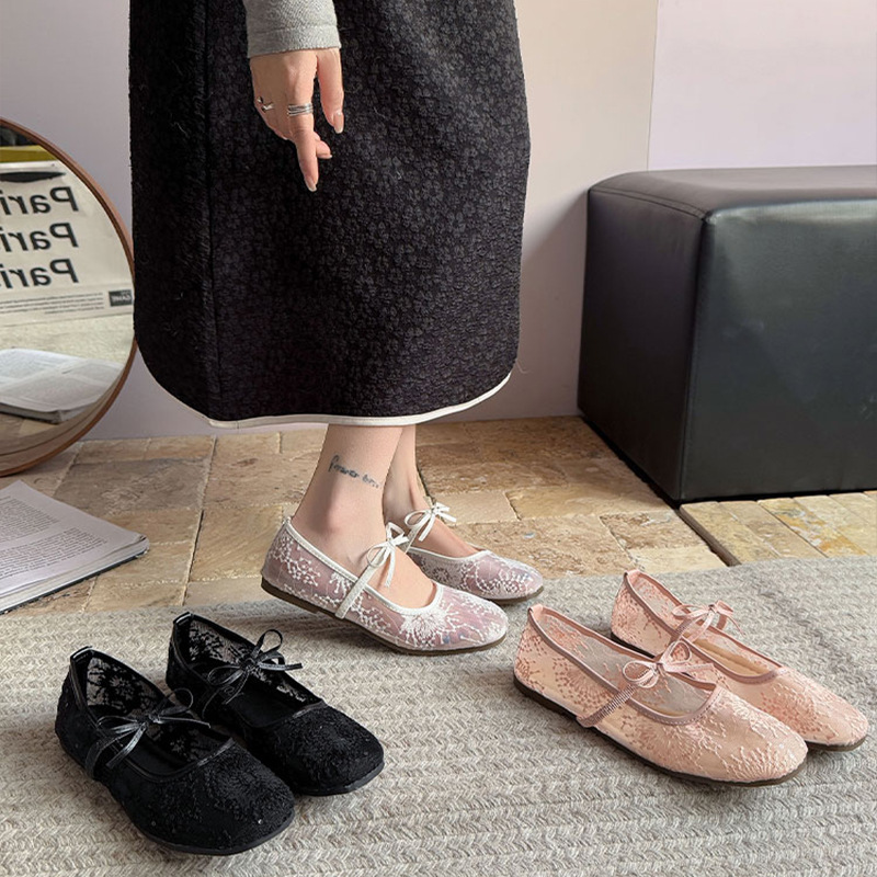 Embroidery Flat Shoes - Zapatos planos de Ballet suaves para