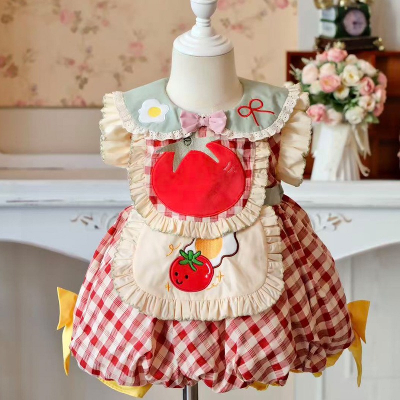 Embroidery Egg - Vestido Lolita Estilo Cottagecore para Niñas,