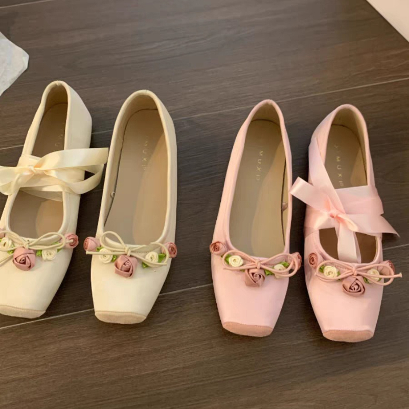 Embroidery Designer - Zapatos planos con lazo para mujer,