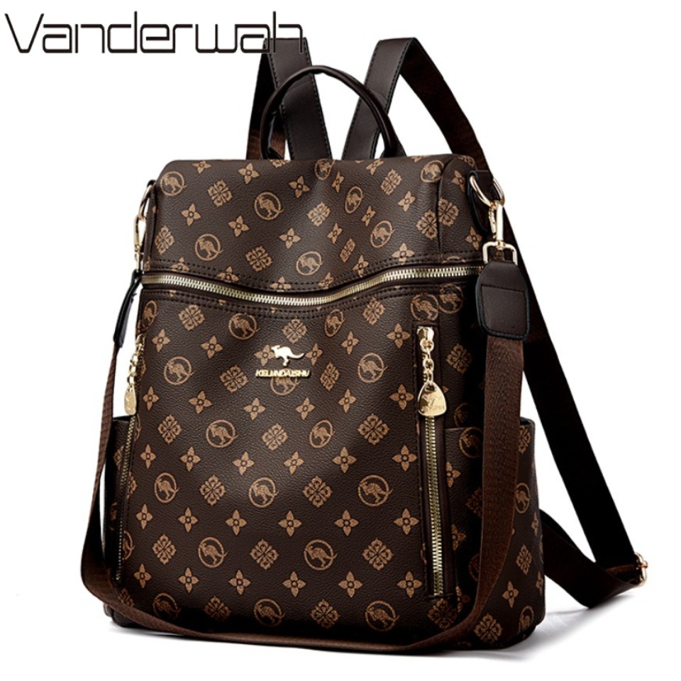 Embroidery Design Logo - Mochila de cuero suave de marca