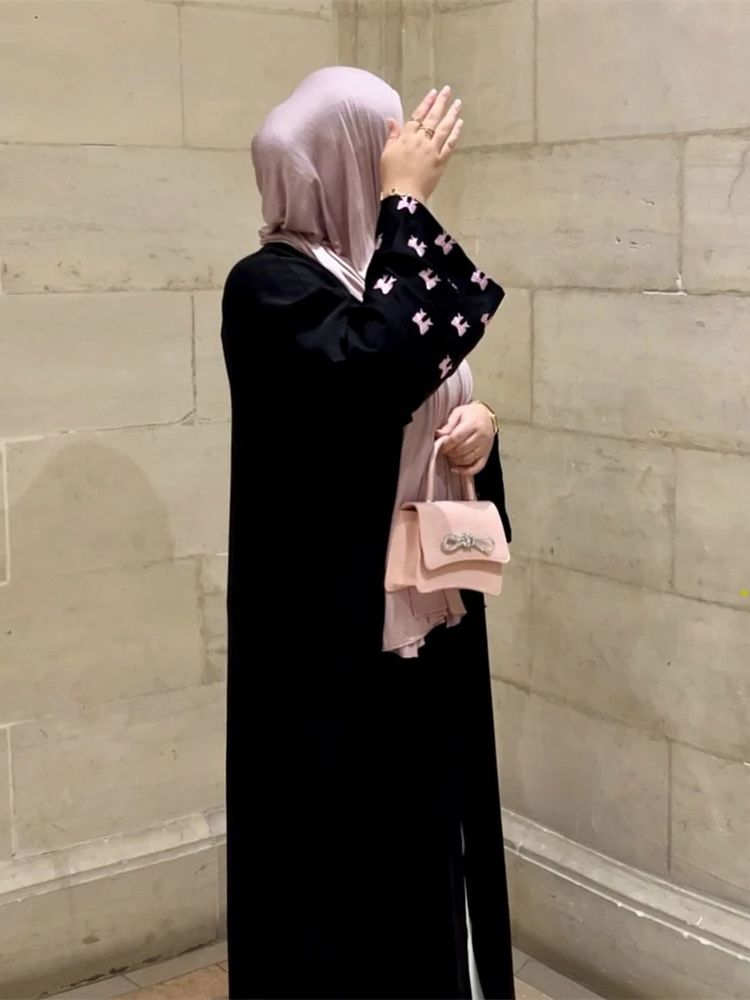 Embroidery Kebaya - Ramadán corazón negro Abaya Damen Dubai