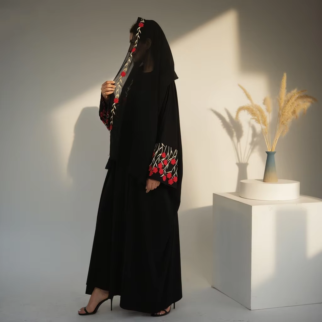 Embroidery Kebaya - Abaya abierta de Dubái, vestido Hijab