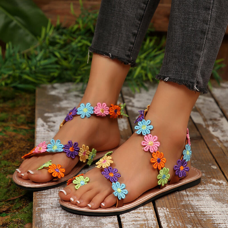 Embroidery Designer - Sandalias de Diseño Bohemio con Bordado