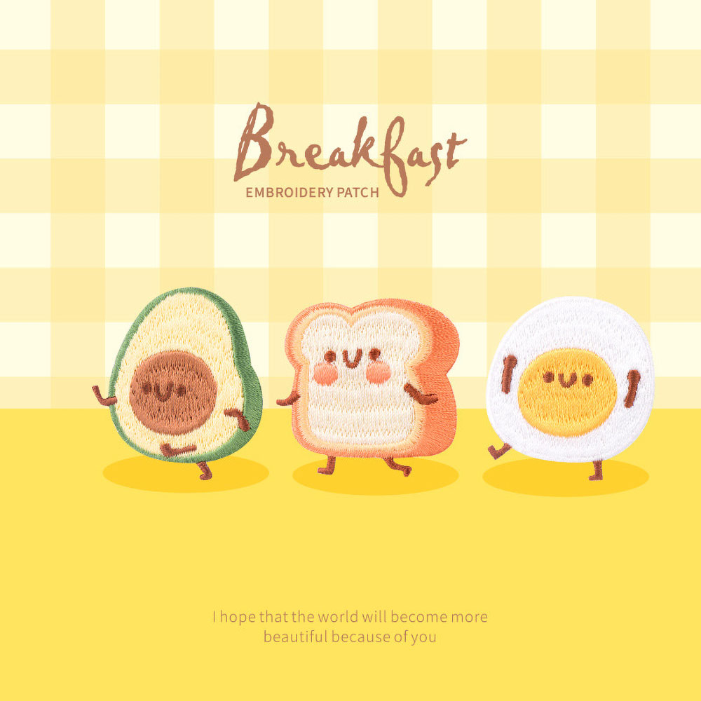 Embroidery Egg - 1 pieza lindo parche de desayuno,