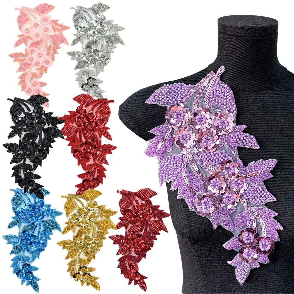 Embroidery Patch - Parches de Flores 3D con Lentejuelas,