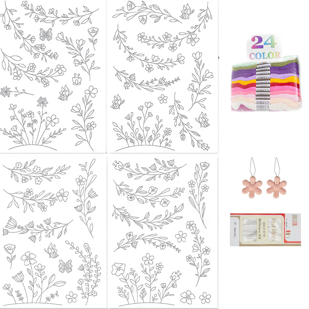 Embroidery Flower Pattern - Papel Estabilizador de Bordado Soluble en