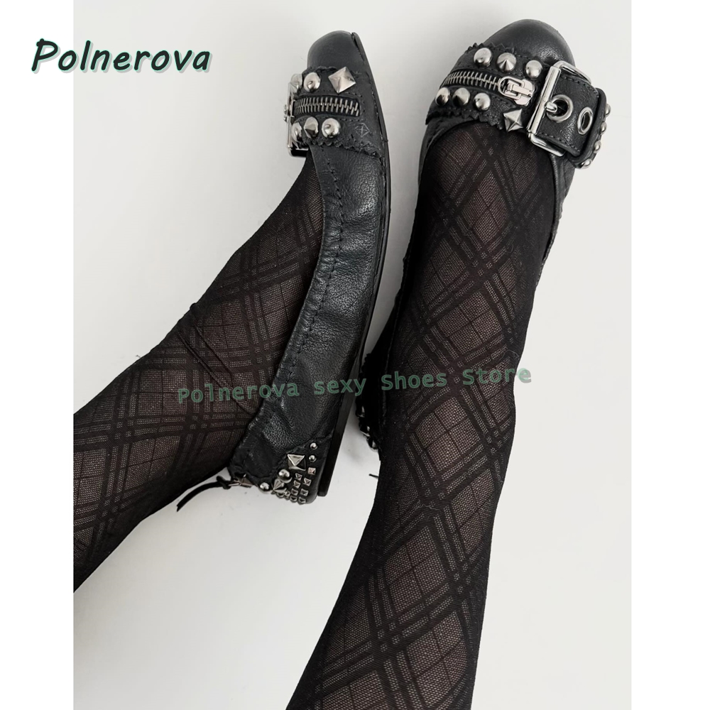 Embroidery Flat Shoes - Zapatos Mary Jane con Hebilla de