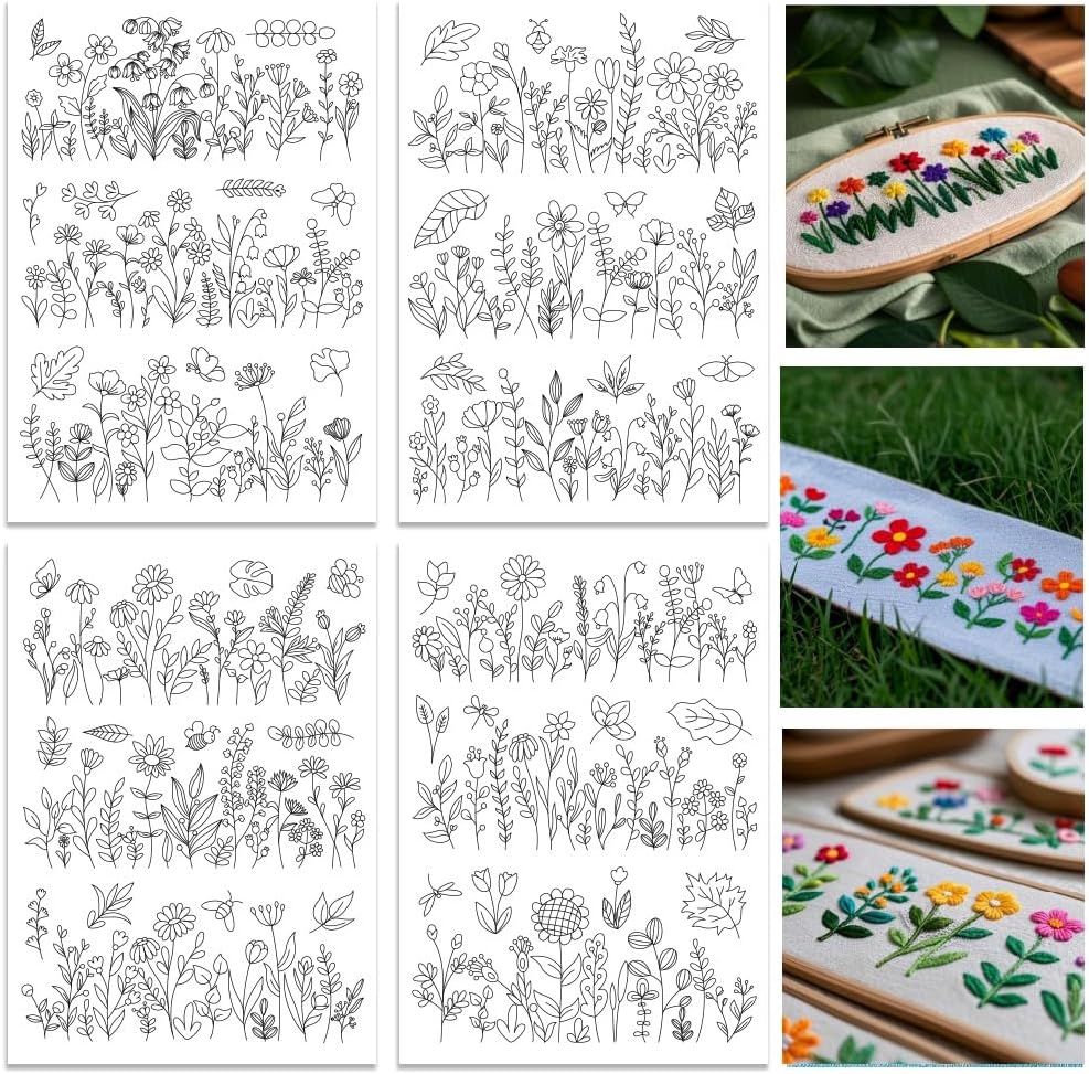 Embroidery Flower Pattern - Estabilizadores de Patrones de Bordado Solubles