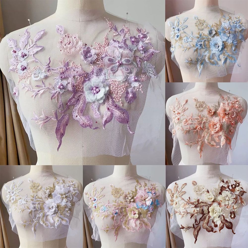 Telas de encaje con cuentas de - Embroidery Flower Pattern reseña y precio
