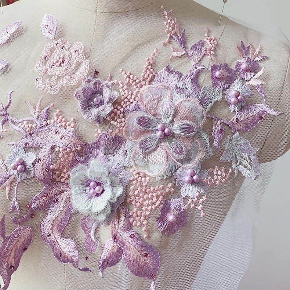 Telas de encaje con cuentas de - Embroidery Flower Pattern reseña y precio