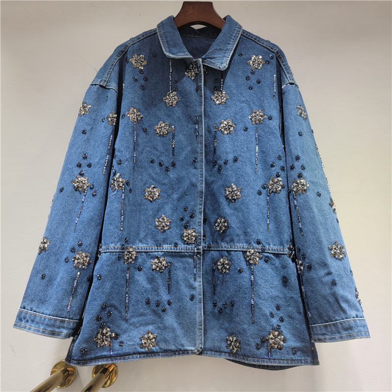 SuperAen-Chaqueta vaquera con  - Embroidery Flower Pattern reseña y precio
