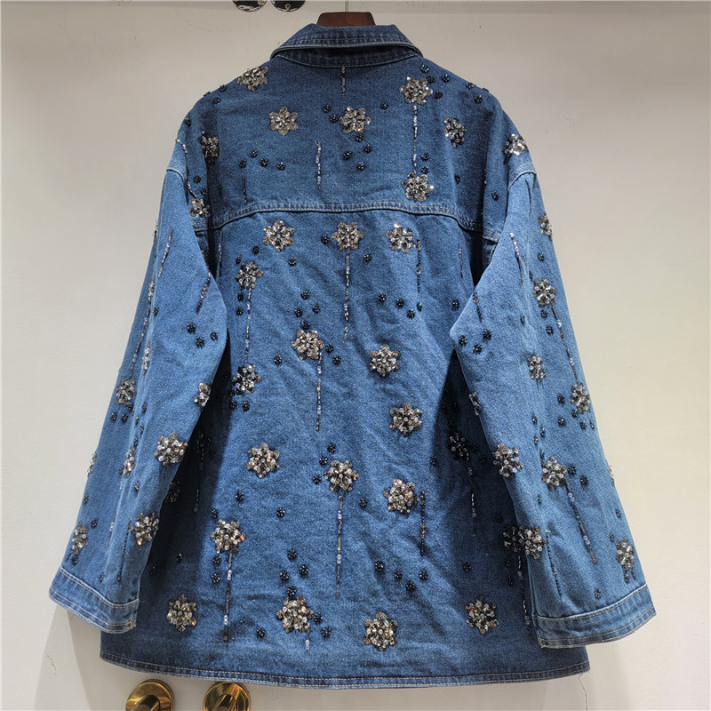 SuperAen-Chaqueta vaquera con  - Embroidery Flower Pattern reseña y precio