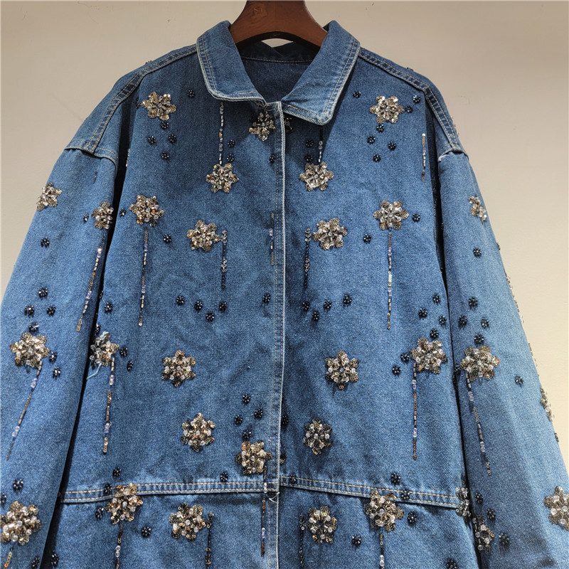 SuperAen-Chaqueta vaquera con  - Embroidery Flower Pattern reseña y precio