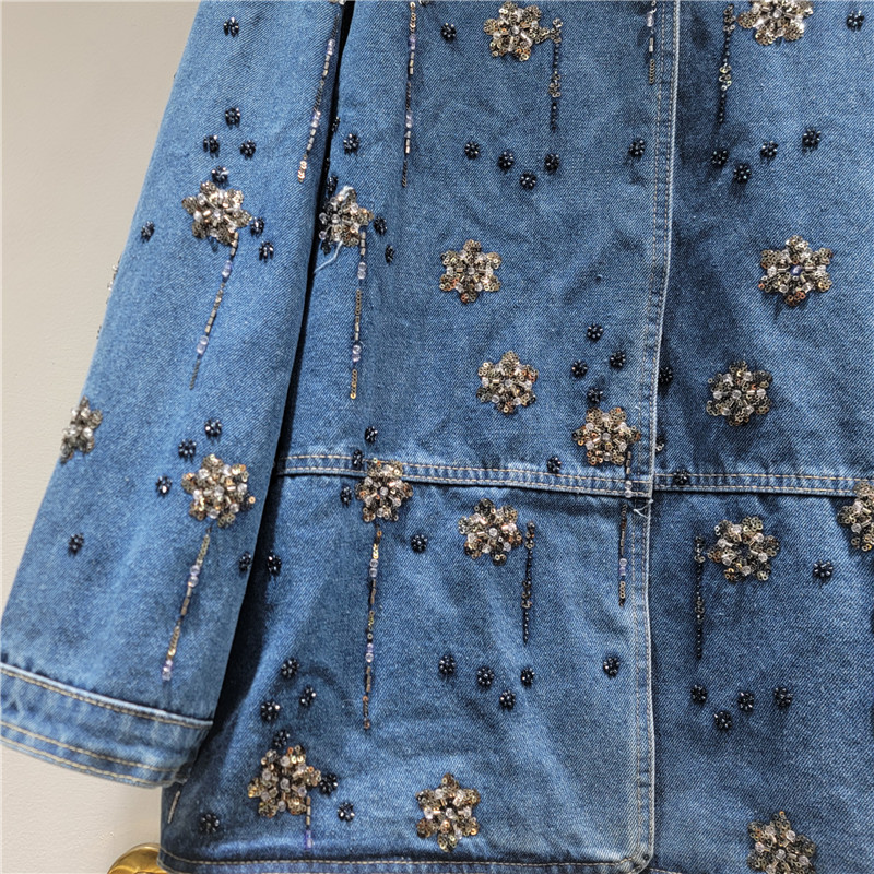 SuperAen-Chaqueta vaquera con  - Embroidery Flower Pattern reseña y precio