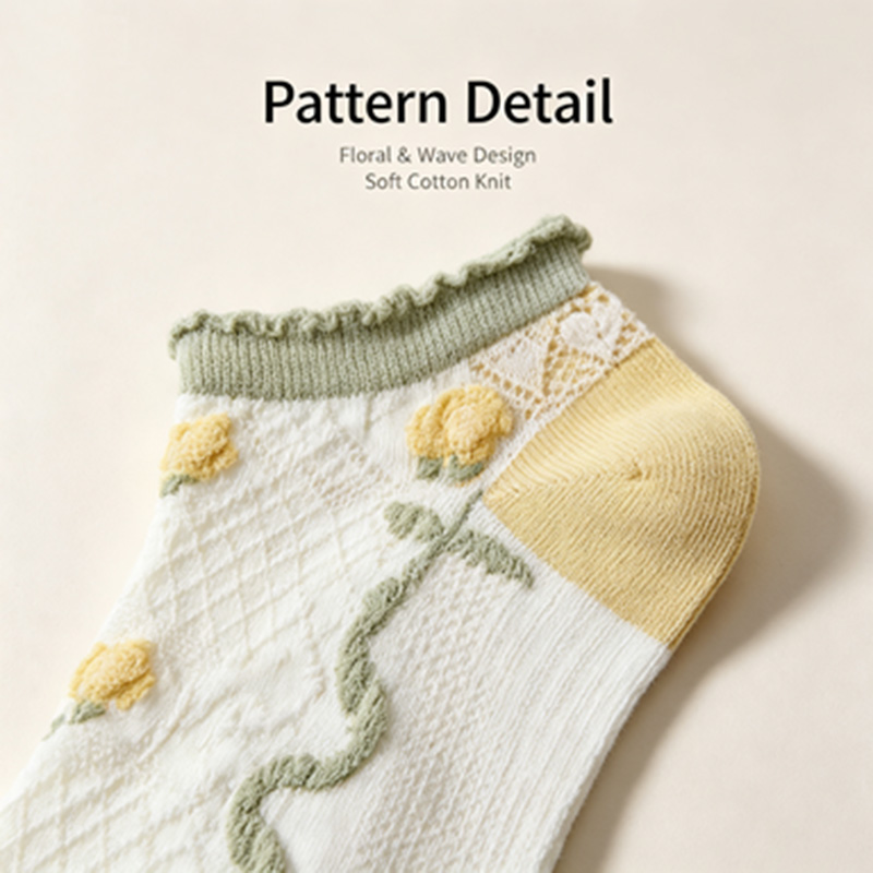 Calcetines tobilleros con vola - Embroidery Yellow reseña y precio