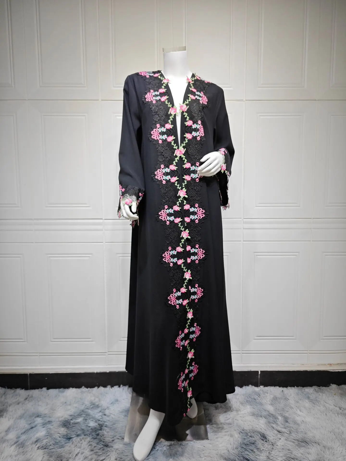 Kimono Negro Bordado, Jalabiya - Embroidery Kebaya reseña y precio