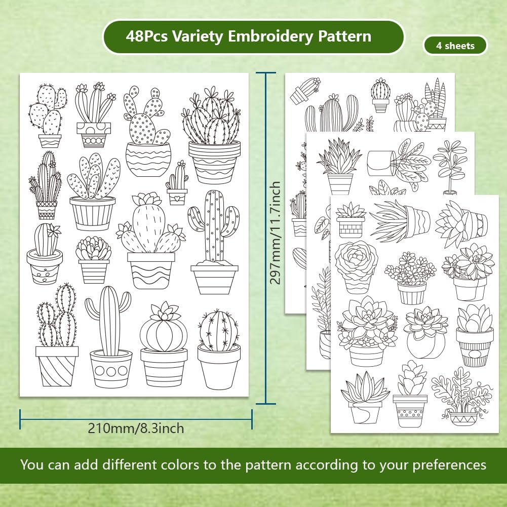 Kit de Bordado de Cactus Autoa - Embroidery Flower Pattern reseña y precio